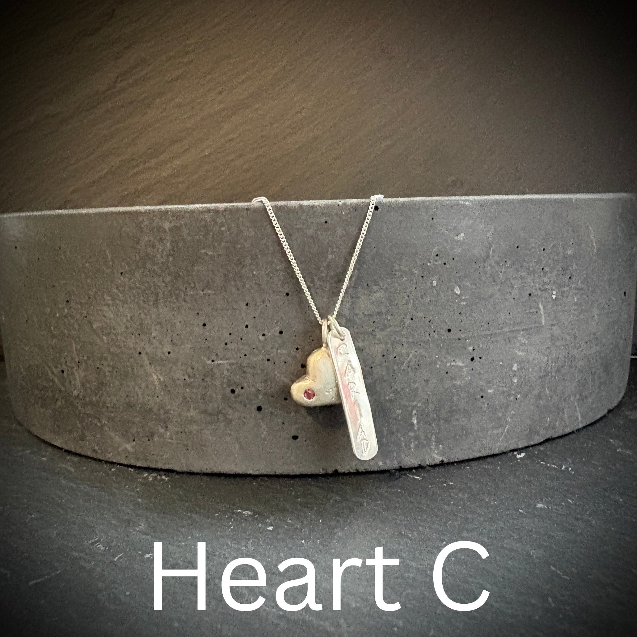 Sterling silver solid Heart pendant with Ruby