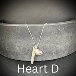 Sterling silver solid Heart pendant with inset Ruby and Cariad stamped tag