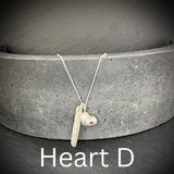 Sterling silver solid Heart pendant with inset Ruby and Cariad stamped tag
