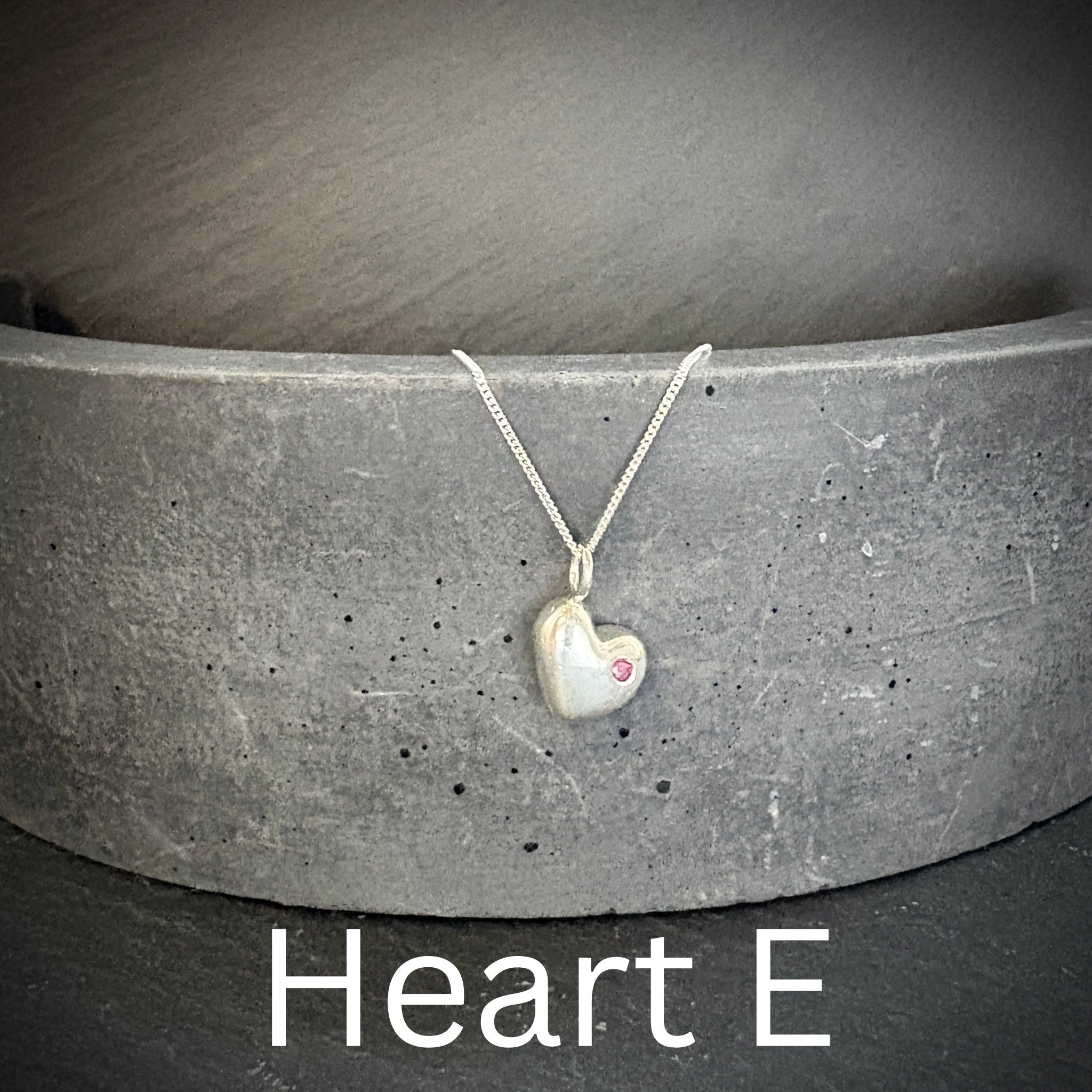 Sterling silver solid Heart pendant with Ruby 