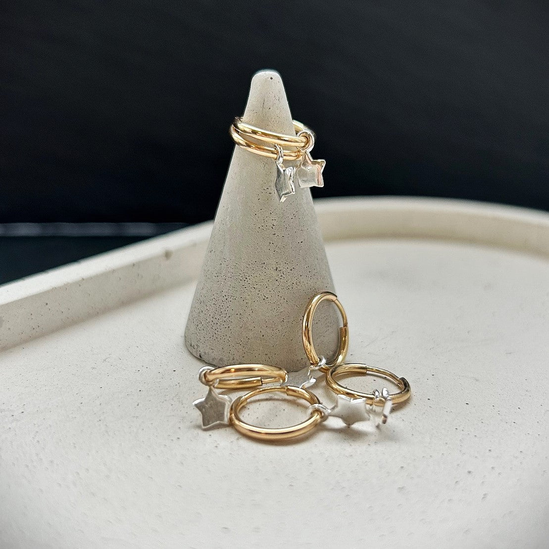 Gold hoops with Silver star