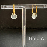 White Sea glass Gold earring hoops