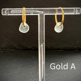 White Sea glass Gold earring hoops