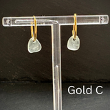 White Sea glass Gold earring hoops