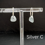 White Sea glass Silver earring hoops