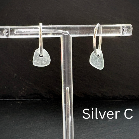White Sea glass Silver earring hoops
