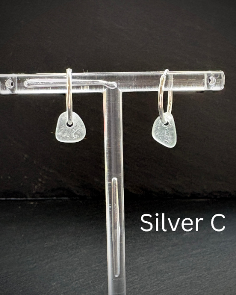 White Sea glass Silver earring hoops