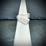 White Sea glass Sterling silver adjustable ring 