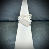 White Sea glass Sterling silver adjustable ring 