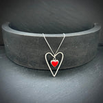 sterling silver red love heart double necklace