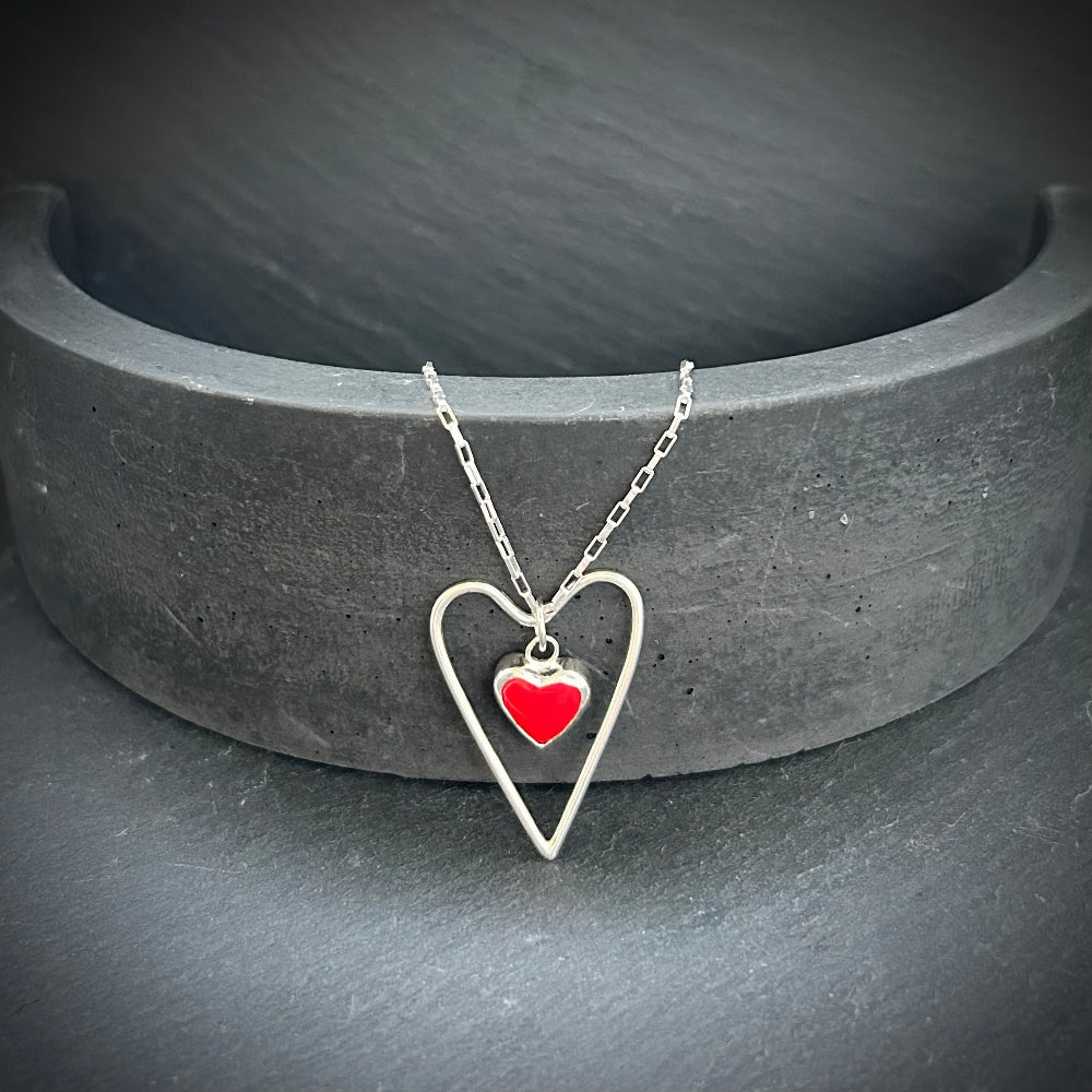 Sterling silver love heart necklace