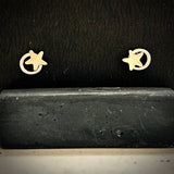 Celestial Star Studs – Sterling Silver and Gold-Filled Circle Earrings