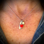 red love heart charm silver necklace