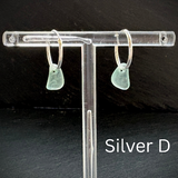 Sea Blue Sea glass Silver earring hoops