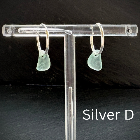 Sea Blue Sea glass Silver earring hoops