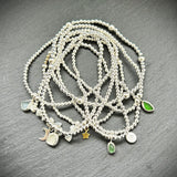Sterling Silver & Moonstone stacking bracelet with crescent moon charm