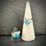 sterling silver Milky turquoise Sea Glass adjustable ring