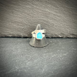sterling silver Milky turquoise Sea Glass adjustable ring